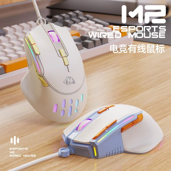 Souris Zuyoulang M2 Gaming Wired Mouse 9 touches Glow 12800DPI Macro Définir l'ergonomie de la souris personnalisée Accueil Ordinateur portable Jeu Esports