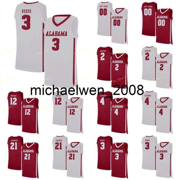 Mich28 Alabama Crimson Tide College Basketball Jersey 0 Javian Davis 1 Herbert Jones 11 James Bolden 12 Jaylen Forbes Femmes Jeunes Cousu sur mesure