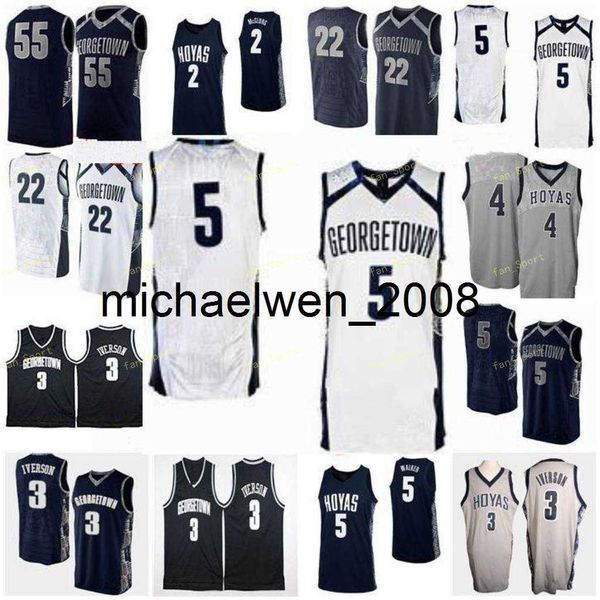 Mich28 Georgetown Hoyas College Basketball Jersey 5 Timothy Ighoefe 10 Chuma azinge 12 Terrell Allen 20 George Murean Femmes Jeunesse Custom Coutume