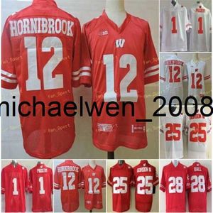 Mich28 kbshopNCAA Wisconsin Badgers College Football Jersey Heren 25 Melvin Gordon III 1 Piggery 28 Montee Ball 12 Alex Hornibrook Rood Wit