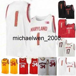 Mich28 Maryland College Basketball Jersey 21 Makhi Mitchell 22 Makhel Mitchell 24 Donta Scott 25 Jalen Smith Hommes Femmes Jeunes Cousu sur mesure