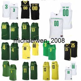 Mich28 Oregon Ducks College Basketball Jersey 4 Eddy Ionescu 5 Chris Duarte 50 Eric Williams Jr 54 Will Johnson 1 Bol Bell Custom gestikt