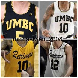 Mich28 UMBC Retrievers College Basketball Jersey 10 Jairus Lyles 11 KJ Maura 0 Isaiah Rogers 1 Josh Rosario 3 KJ Jackson cousu sur mesure