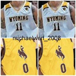 Mich28 Wyoming Cowboys College Basketball Jersey 14 Austin Mueller 22 Kenny Foster 23 Kwane Marble II Hommes Femmes Jeunes Cousu sur mesure
