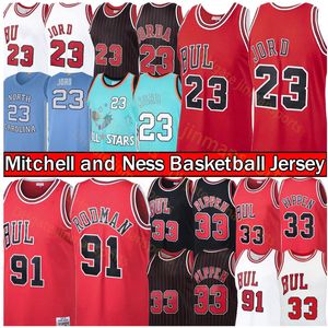 Michael 23 Basketball Jerseys Scottie 33 Pippen Dennis 91 Rodman City Retro City Jersey Mens Red White Shirt