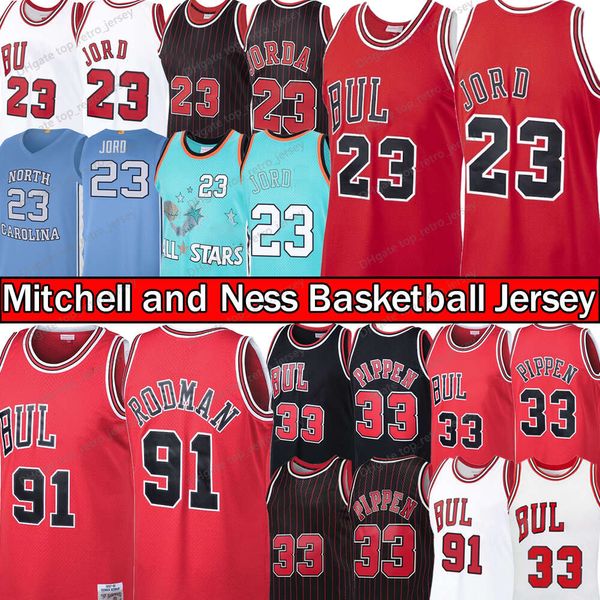 Michael 23 Basketball Jerseys Scottie 33 Pippen Dennis 91 Rodman City Retro City Jersey Mens Red White Shirt