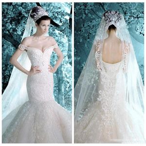Michael Cinco 2017 Luxe Tuin Trouwjurk Mermaid Off Schouder Kant Applicaties Pailletten Beaded Bridal Jurken Custom Made Wedding Vestidos