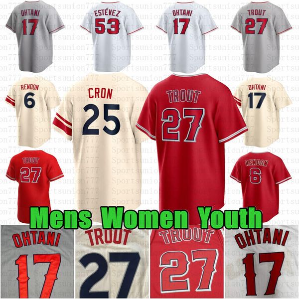 Custom 27 Mike Trout Baseball Jersey CJ Cron Anthony Rendon Nolan Schanuel Brandon Drury Patrick Sandoval Reid Detmers Mickey Moniak Taylor Ward Jo Adell Aaron Hicks