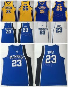 Simeon Career Academy 23 Derrick Rose College Jersey 25 Basketball High School Violet Bleu Jaune Blanc Équipe Couleur Couture Université Pour Les Fans De Sport Chemise NCAA