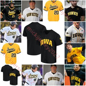 Maillot de baseball Michael Seegers Iowa Hawkeyes Raider Tello Brennen Dorighi Keaton Anthony Kyle Huckstorf Sam Hojnar Sam Petersen Maillots Iowa pour hommes cousus sur mesure