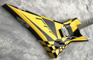 Michael Sweet Jack Son Explorer Stryper Electric Guitar Black Yellow Stripe Floyd Rose Tremolo Bridge Whammy Bar China EMG Pick7369707