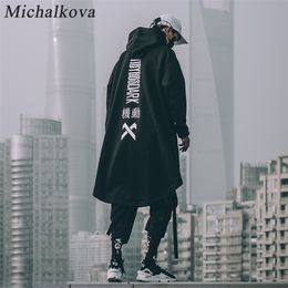 Sudadera japonesa michalkova para hombre, sudaderas con capucha de gran tamaño, capa larga, prendas de vestir góticas de Hip Hop, abrigo de calle, estilo Harajuku, Tops para hombre 220402