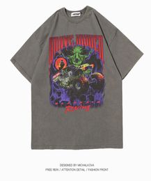 Michalkova tie-dye anime punk de gran tamaño de verano para hombres y mujeres, moda Hip Hop, camiseta con estampado gótico, ropa de calle para hombres, camisetas gráficas C01198630477