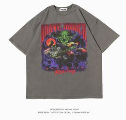 Michalkova tie-dye anime punk de gran tamaño de verano para hombres y mujeres, moda Hip Hop, camiseta con estampado gótico, ropa de calle para hombres, camisetas gráficas C01194835012