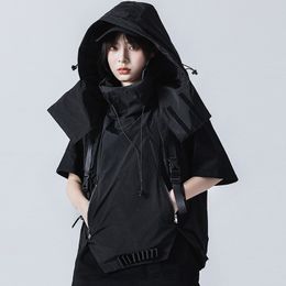 Michalkova Trending Produits Gilet utilitaire tactique Streetwear Hommes Vêtements Veste noire Sweats à capuche lâche et confortable 201119