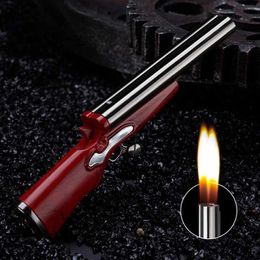 Michel Double flamme pistolet Butane pas de briquet à gaz en métal créatif Mini Portable ouvert cadeaux de mode