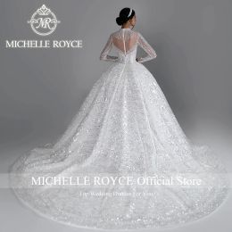 Michelle Royce Ball Jurk Trouwjurken voor vrouwen 2024 Royal O-Neck Invisible Neckline Leggined Wedding Gown Vestidos de Novia