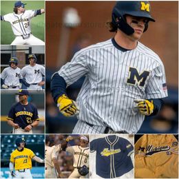 Michigan Baseball gestikt Jersey Michael Murphy Cole Caruso Greg Pace Jr. Noah Miller Kyle Dernedde Kurt Barr Joe Longo Dylan Stanton Bradley Link Sachem Ramos