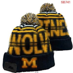 Michigan Beanies Wolverines Beanie North American College Team Patch Winter Winter Wool Sport Sathul Gatter A2