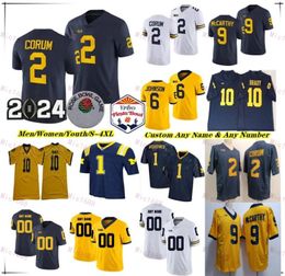 Michigan College voetbalshirt J.J. McCarthy Blake Corum Donovan Edwards Cornelius Johnson Roman Wilson Jaylen Harrell Michael Barrett Kris Jenkins