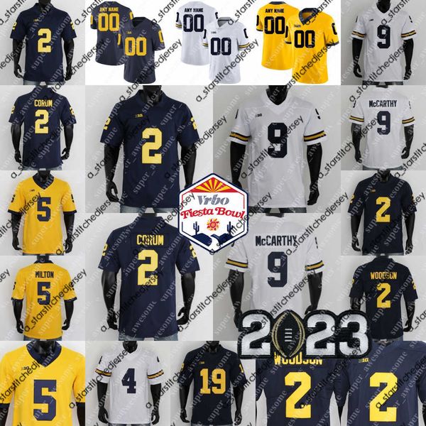 Camiseta de fútbol de Michigan Blake Corum J.j. Mccarthy Aidan Hutchinson Darrius Clemons Donovan Edwards Jake Moody Mike