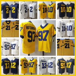 Camisetas de fútbol de Michigan 10 Brady 2 Corum 12 McNamara 16 D.robinson 21 Howard 30 Hill 88 Butt 97 Hutchinson Camisetas de fútbol universitario de la NCAA Camisetas de Michigan Wolverines