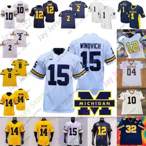 Maillots de football du Michigan Maillots de football Maillot de football Wolverines NCAA College Glasgow Karan Higdon Chris Evans Tru Wilson Peoples-Jones