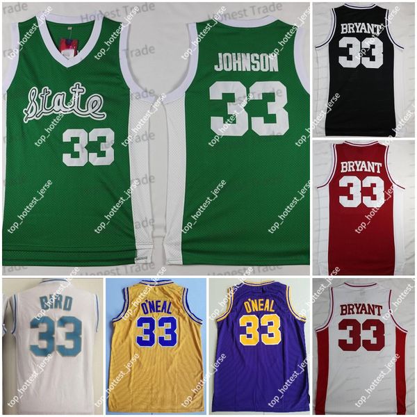 Michigan Johnson 33 Shaquille Oneal Basketball Jersey Indiana State Sycamores 33 Larry Bird Lower Merion High School White Red Black Mens Jerseys cousus
