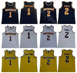 Michigan Wolverines 2 Jorda Poole Jerseys College Basketball 1 Charles Matthews 25 Juwan Howard 5 Jalen Rose Chris Webber 4 Bleu Blanc Jaune