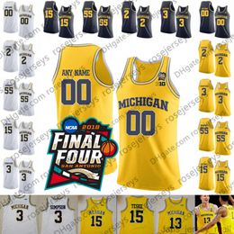 Maillot de basket-ball Michigan Wolverines 2020 Blanc/Jaune/Bleu marine 2 Isaiah Livers 3 Zavier Simpson 15 Jon Teske 55 Eli Brooks