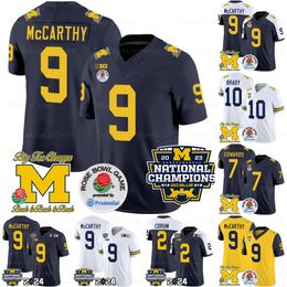 Michigan Wolverines 2024 nationale kampioenen NCAA College voetbalshirts Mccarthy Corum Wilson Edwards Denegal Brady Tuttle Warren Bell aangepaste gestikte mannen kind