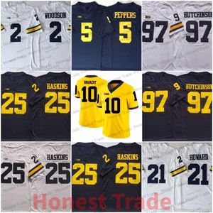 Michigan Wolverines Jersey Voetbal Jabrill Peppers Hutchinson Patterson Mcnamara 4 Jim Harbaugh 10 Tom Brady Heren College Football Jerseys Geel Marine Wit