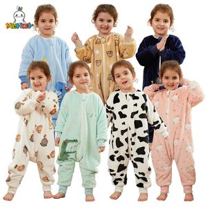MICHLEY mignon vache flanelle bébé enfants sac de couchage hiver à manches longues gigoteuse chaud sac de nuit pyjamas pour garçons filles 1-6T 240111