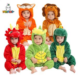 MICHLEY Halloween animaux bébé barboteuses hiver à capuche flanelle enfant en bas âge vêtements pour bébés combinaisons globales combinaison Costume pour enfants 240131