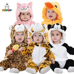 MICHLEY Halloween Flanel Baby Rompertjes Winter Warme Kleding Kostuum Capuchon Body Pyjama Leuke Overall Jumpsuit Voor Meisje Jongen 240116