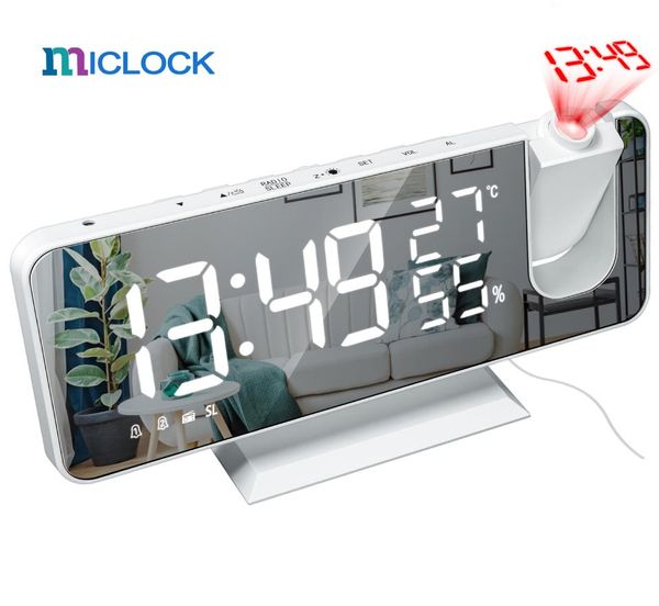 MICLOCK 3D Projection réveil Radio horloge numérique avec chargeur USB 18 CM grand miroir LED affichage réveil Auto Dimmer7275855