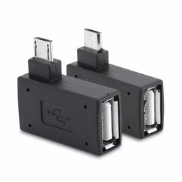 Micro adaptador USB 2.0 Femenino a macho Micro OTG Fuente de alimentación 2018 Puerto 90 grados Izquierda 90 Adaptadores de OTG en ángulo recto con ángulo recto