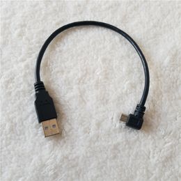 Micro B USB 90 degrés à angle gauche mâle vers USB 2.0 Type A câble d'alimentation de chargeur d'extension de données mâle pour android téléphone tablette PC