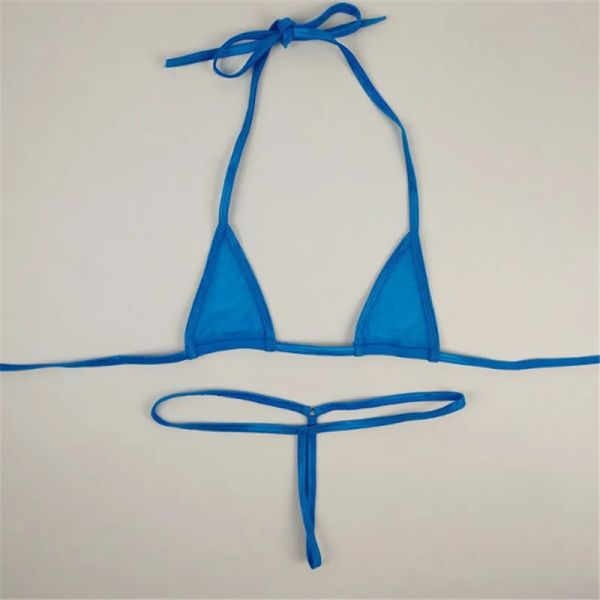 Micro bikini sexy maillots de bain femmes maillot de bain femmes biquini mini bikinis couleurs solides licait petit triangle transparent string string