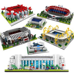Micro Bricks City Architecture Football Stadion Mini Blokken Diamond Soccer Arena Sets 3D Model Building Kits Kids Speelgoed Geschenken X0522