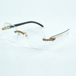 Lentes transparentes de moda micro corte con diamante Bouquet 8300817 con pata de cuerno de búfalo mixto negro natural tamaño 18-140 mm