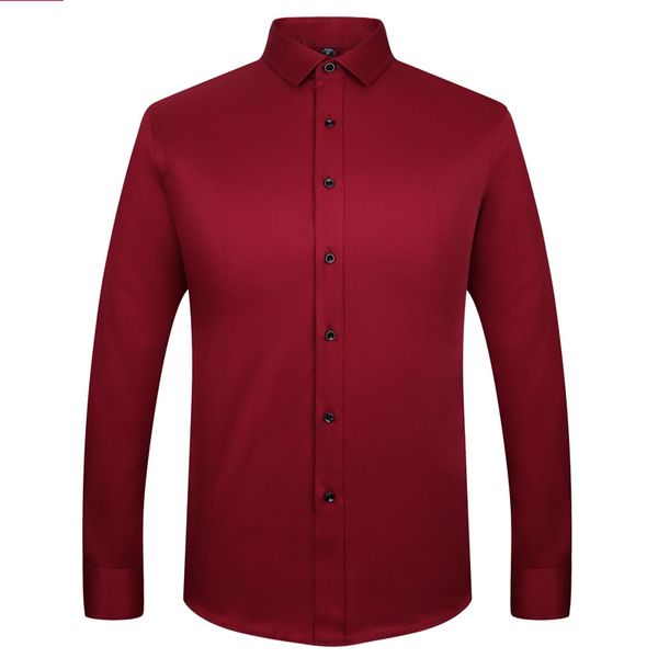 Camisas de vestir microelásticas sin planchar para hombre, camisas de manga larga de talla grande, ropa Formal para novio, camisas de oficina de trabajo para hombre de negocios