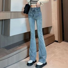 Jeans micro acampanados para la primavera y el verano de la primavera y el verano nuevas nalgas elevadoras y pantalones adelgazantes de la cena de la cintura de la cintura de la cintura alta de la cintura alta