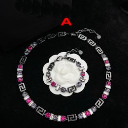 Micro incrustations cristal grèce motif méandre épissage chaîne collier ras du cou Bracelet boucle d'oreille clou Banshee bijoux anniversaire fête cadeau HMS31 -010