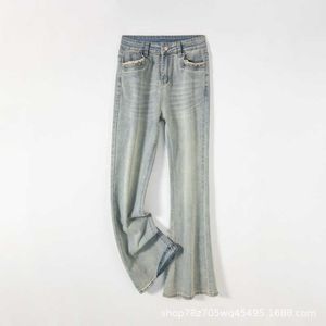 Micro la jeans dames lente 2024 hoge taille slanke en afslanke flare broek 1203