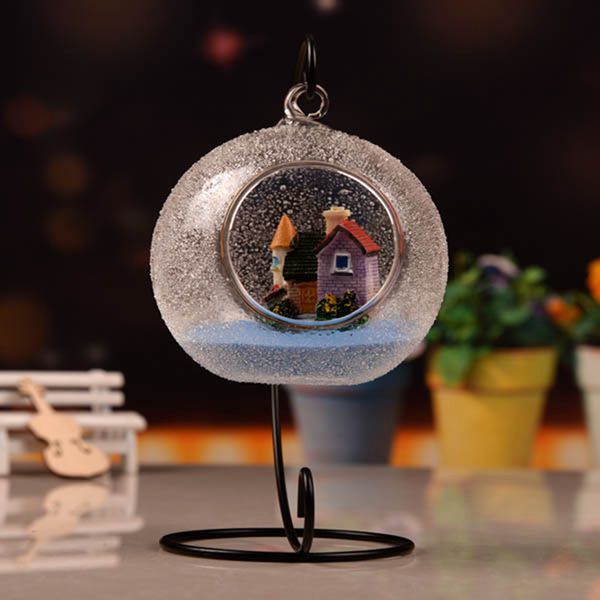 Vase en verre de plantes de forme de boule de bouteille de DIY de paysage micro avec le support de fer
