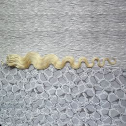 Micro Loop Haarverlenging Braziliaanse Remy Virgin Body Wave Micro Ring 100g 613 Blonde Maagd Haar Micro Loop Hair Extensions