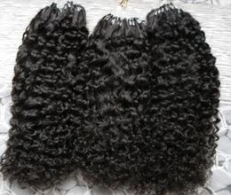 Micro bucles color natural afro rizado micro loop extensiones de cabello humano 300g mongoliano cabello rizado micro extensas7911244