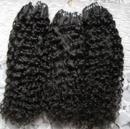 Micro Loops Color natural Afro Kinky Curly Micro Loop Extensiones de cabello humano 300G Mongolian Kinky Curly Hair Micro Link Hair9029770