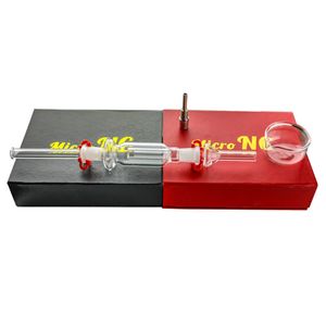 Kit de collecteur micro nectar mini pipe de tabac de bang en verre de 10 mm avec ongle titane glaship pipes bongs gréement huile dab boîte cadeau noir couleur rouge